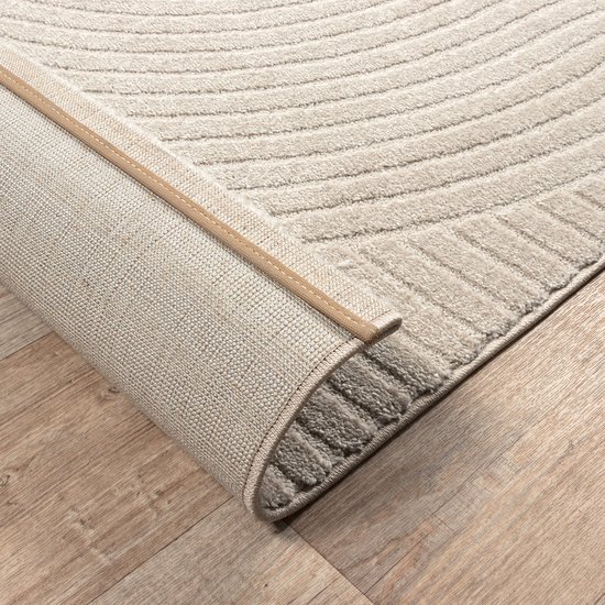 le tapis Everest - tapis moderne à poils courts pour salon et chambre à coucher avec effet haut-bas, effet 3D, haute densité de poils et agréablement doux, Beige, 120 x 170