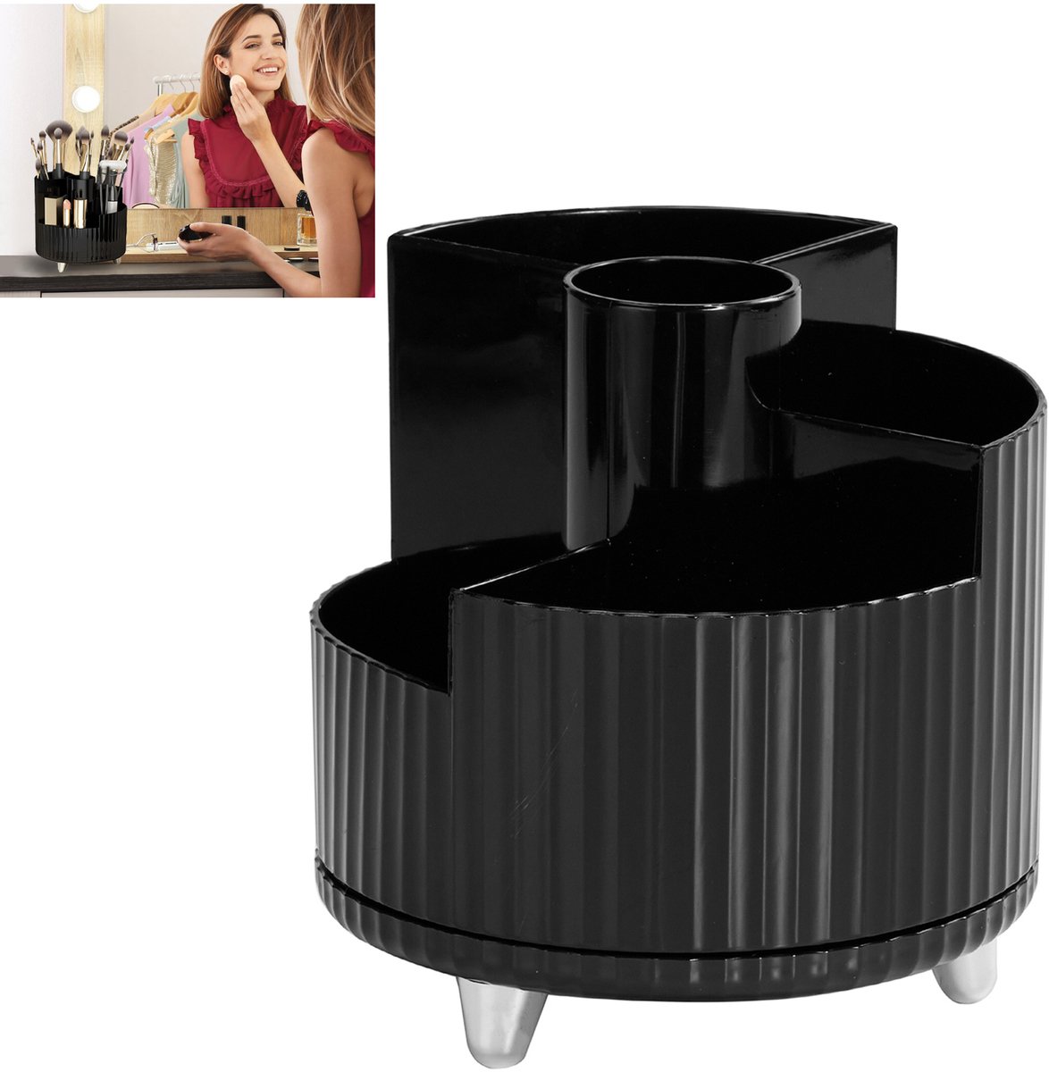 YONO Make Up Organizer - 360º Draaibaar S - Organizer Skincare - Parfum - Houder - Staand - Zwart