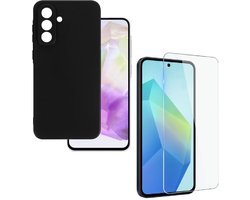 Silicone hoesje Zwart met 2 Pack Tempered glas Screen Protector Geschikt voor: Samsung Galaxy A56