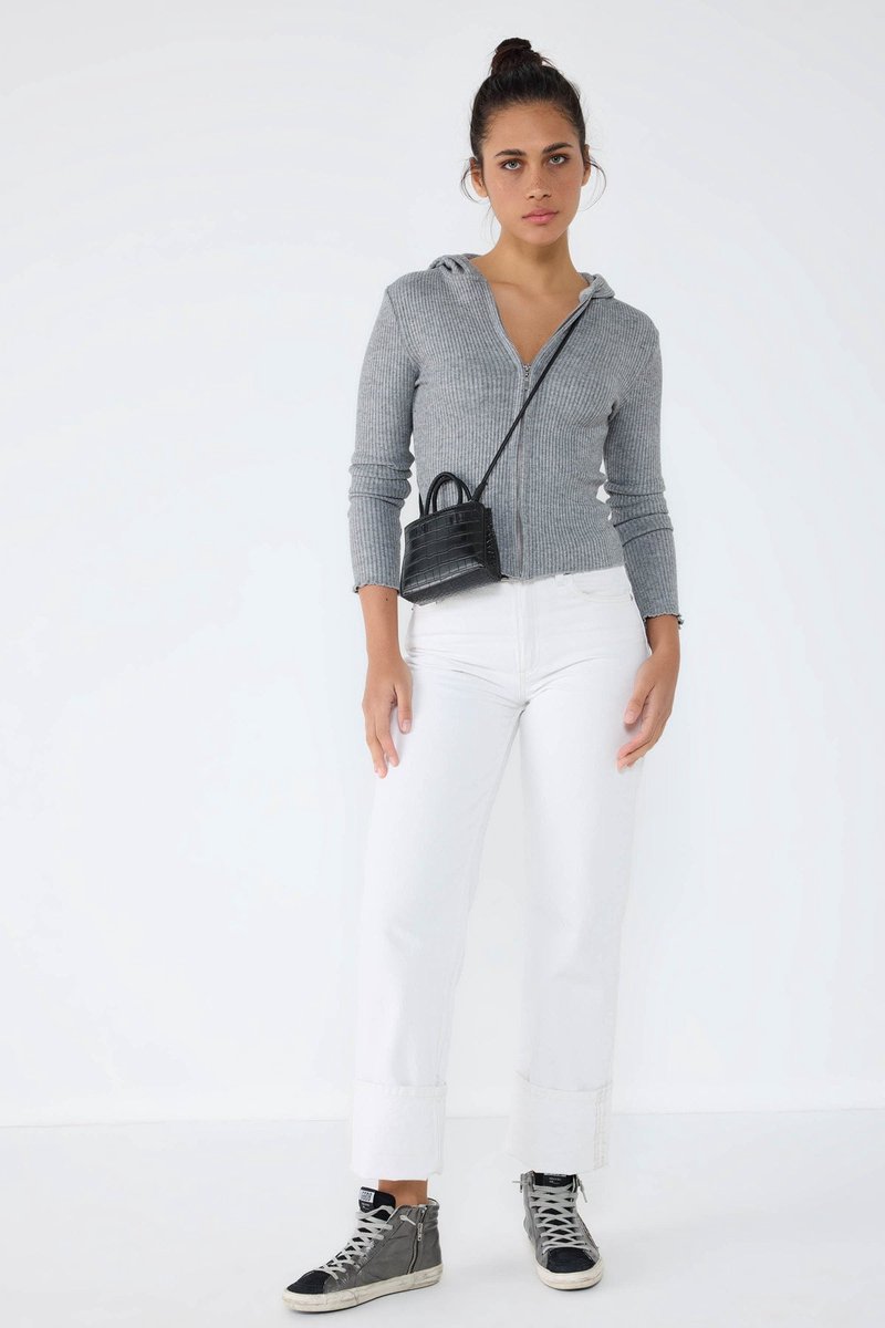 Cardigan à capuche zippé gris
