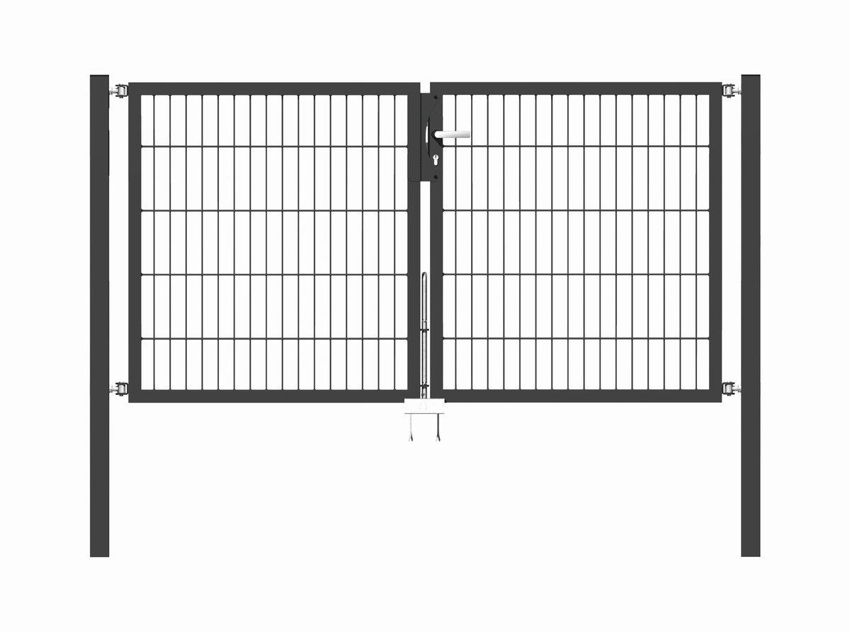 Alberts 648398 Dubbele poort Flexo met toebehoren, antraciet, breedte 200 cm, hoogte 100 cm