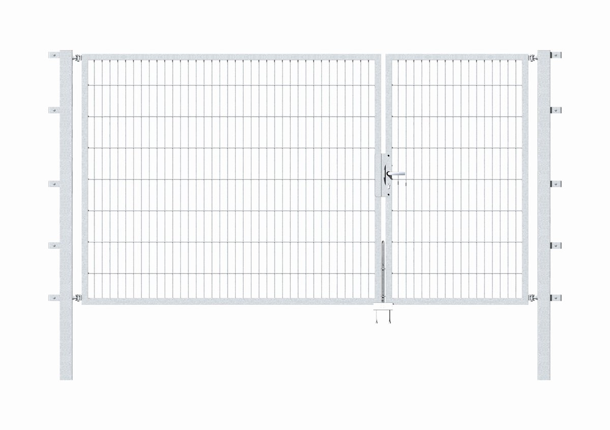 Alberts 646561 Dubbele poort Flexo met toebehoren, thermisch verzinkt, breedte 100 + 200 cm, hoogte 160 cm
