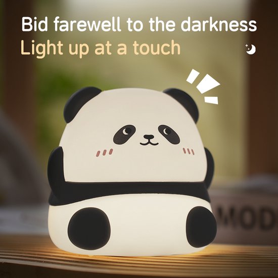 Kinder Nachtlampje - Panda - Timer - Veilig voor Kinderen - Nachtlampje Baby - Zacht Siliconen - Dimbaar - Draadloos - Babykamer Verlichting - RGB Kleuren - USB Oplaadbaar - LED - Slaaphulp Kinderen - Bedlampje - Kindvriendelijk - Dier - Duurzaam van kinder — afbeelding 3