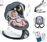 Elektrische Wipstoel - met Timer Afstandsbediening Bluetoothmusic - 5 Zwenksnelheden en 3 Zitposities - Babyschommel - Donkergrijs