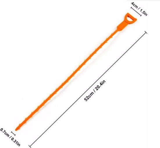 ProductGoods - Hoge Kwaliteit Gootsteen Ontstopper 52cm - Millieuvriendelijk - Herbruikbaar & Duurzaam, Haar Verwijderaar, Doucheput Reiniger, Afvoer Ontstopper, Ontstoppingsveer - ontstopper