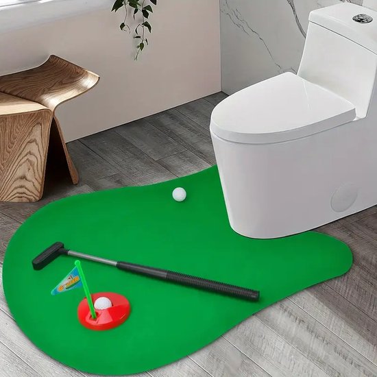 Leuk Mini Golf Toilet Spel – Perfect Cadeau voor Vaderdag, Valentijnsdag of als Grappige Verrassing – Inclusief Golfset en Mat – Geen Batterijen Nodig — afbeelding 3
