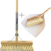 Synx Tools Balai d'intérieur Fibersoft avec manche (140 cm) - Balai doux pour l'intérieur - Balayeuse de pièce et Set pelle et brosse ECO (Collection Bamboe )"