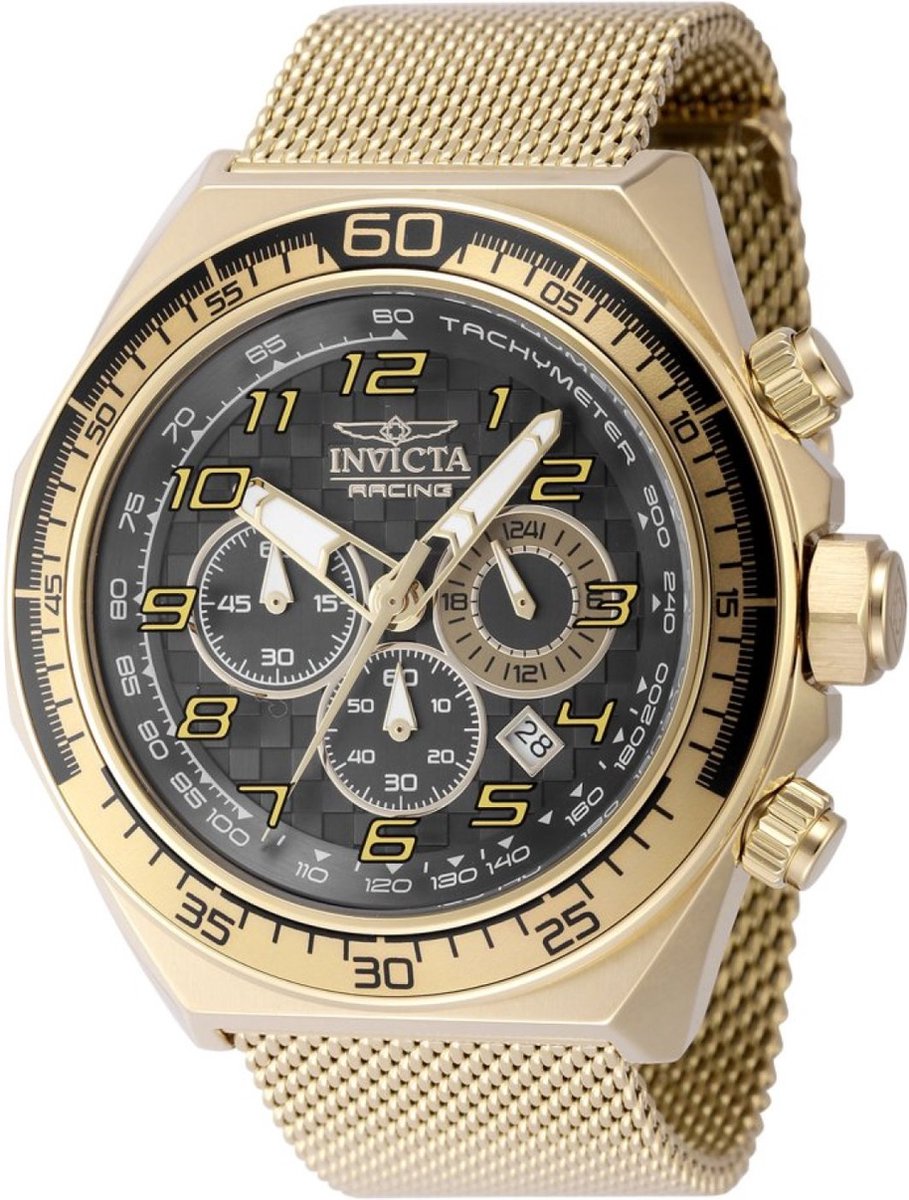 Invicta Invicta Racing 47903 Heren Horloge - Waterdicht - Analoog - Quartz Uurwerk - Roestvrij Staal met zwarte Wijzerplaat - 50mm
