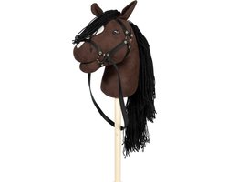 foto van Hobby Horse Stokpaard met halster en rugzak | Geschikt voor hobby horsing | Kleur bruin