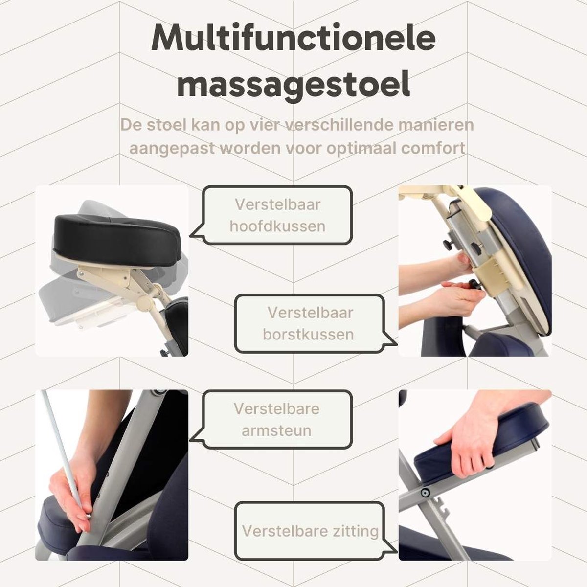 ZenGrowth ZenGrowth Inklapbare Massagestoel Zwart 8.3kg - afbeelding 3