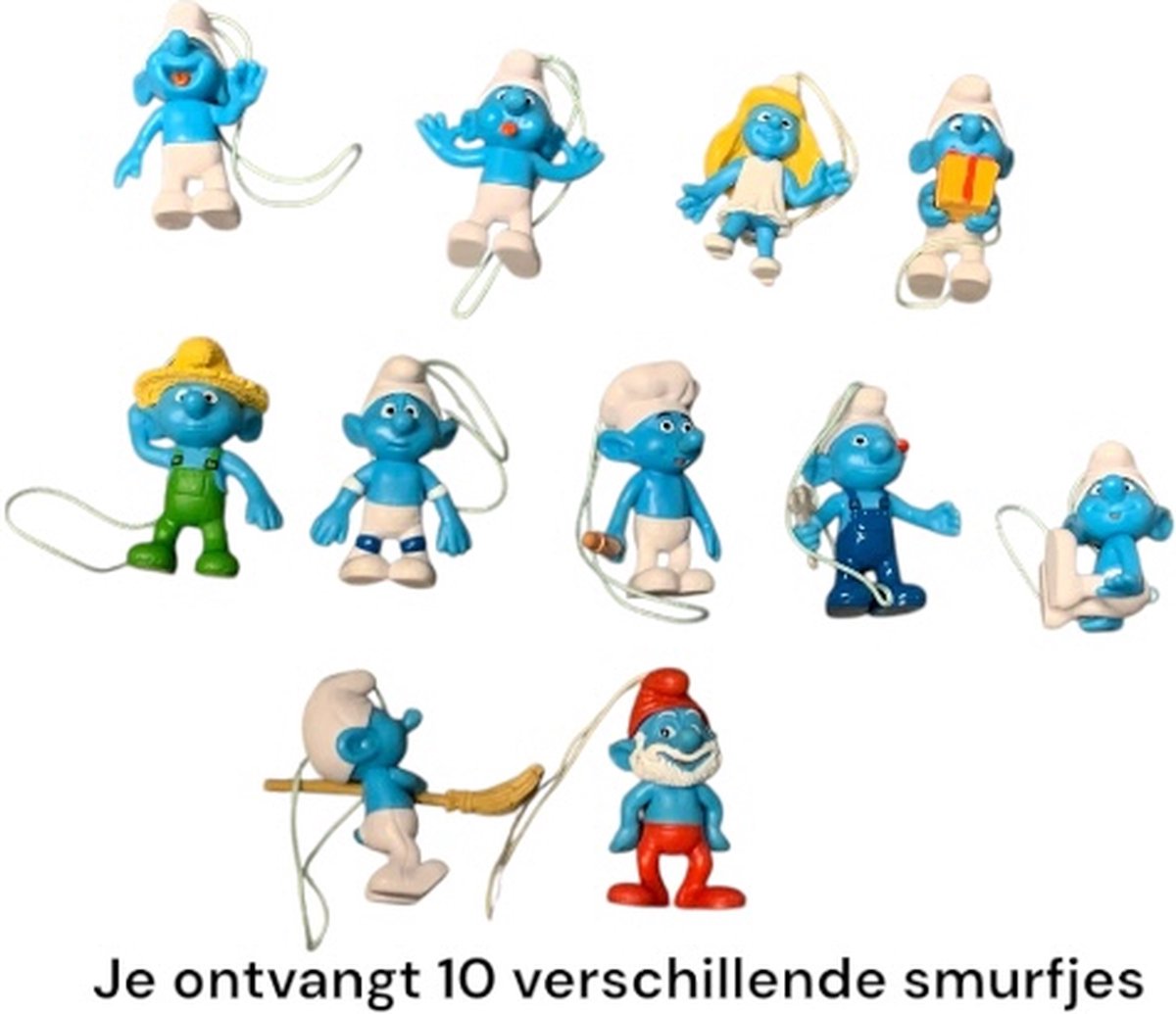Set van 10 Smurfen Hangertjes – De Smurfen Figuren ca. 4 cm – Willekeurige Selectie – Speelgoed of Traktatie