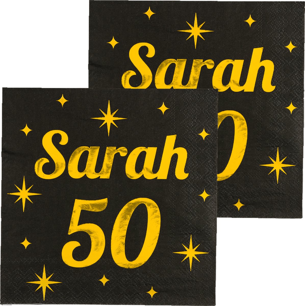 Paperdreams Verjaardag of Sarah feest servetten - leeftijd 50 jaar - 32x stuks - zwart/goud - 33 x 33 cm