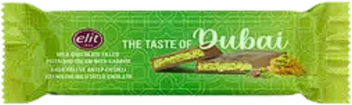 Elit Dubai chocolade reep - pistache creme met kadayif - 30gr