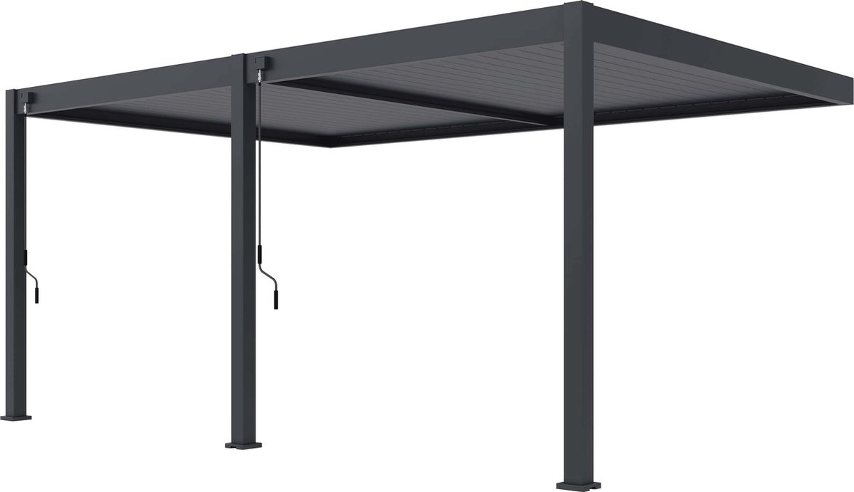 Orion Wall overkapping - 360 x 530 cm - antraciet - Weerbestendig en Luxe uitstraling - Volledig Aluminium Terrasoverkapping - Perfect te gebruiken als Tuinprieel/Carport/Veranda/Pergola