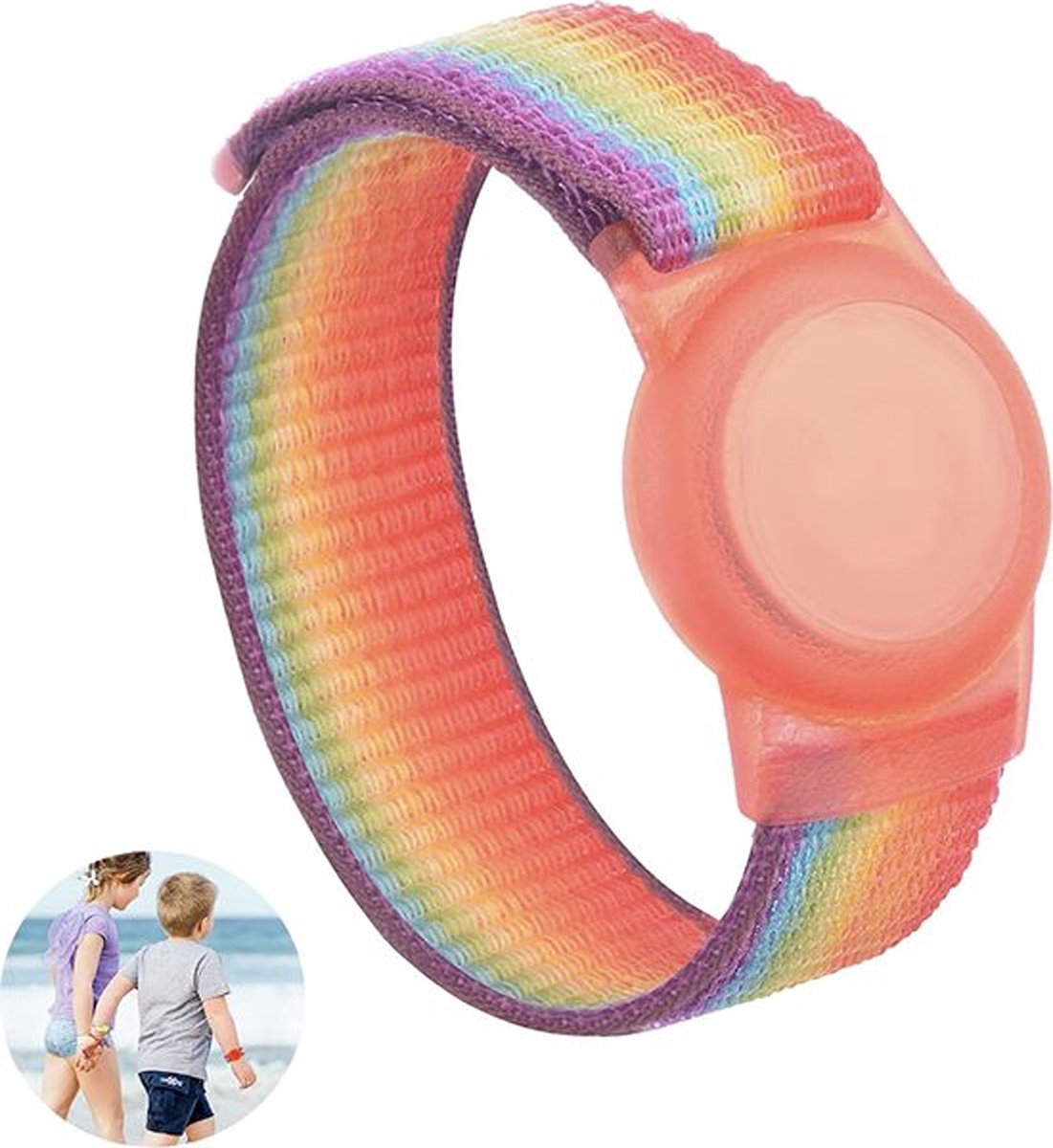 Knaak Premium Armband geschikt voor Apple AirTag - Ideaal voor Kinderen - Klittenband Sluiting - Regenboog
