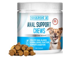 Sharon B - Anal Support Chews - voor Honden - Anaalklier Hond Supplement - Tegen ontstoken, verstopte of stinkende Anaalklieren - XXL Pot - 180 Stuks