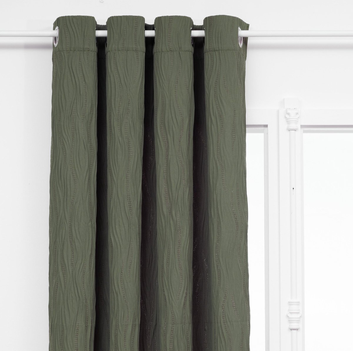 Atmosphera Maëly Gordijn 135x260cm - Gordijnen kant en klaar met haakjes ringen - Kakigroen