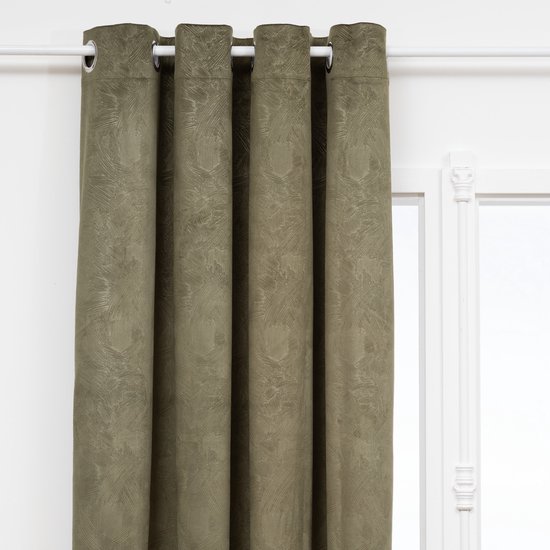 Atmosphera Fujo Fluwelen Verduisteringsgordijn 135x260cm - Gordijnen kant en klaar met haakjes ringen - Kakigroen