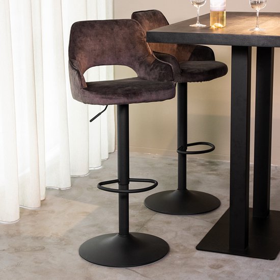 Tabouret de Bar LABEL51 Fer - Grijs - Velours
