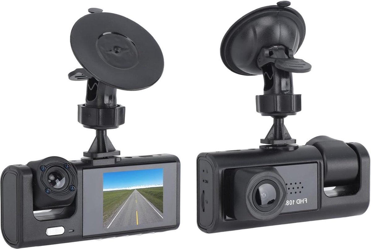 Voor- en Achtercamera Dashcam 1080P HD Auto Camera met 3IN Scherm - Parkeermonitor - G-Sensor - Nachtlens - Dashboard Camera