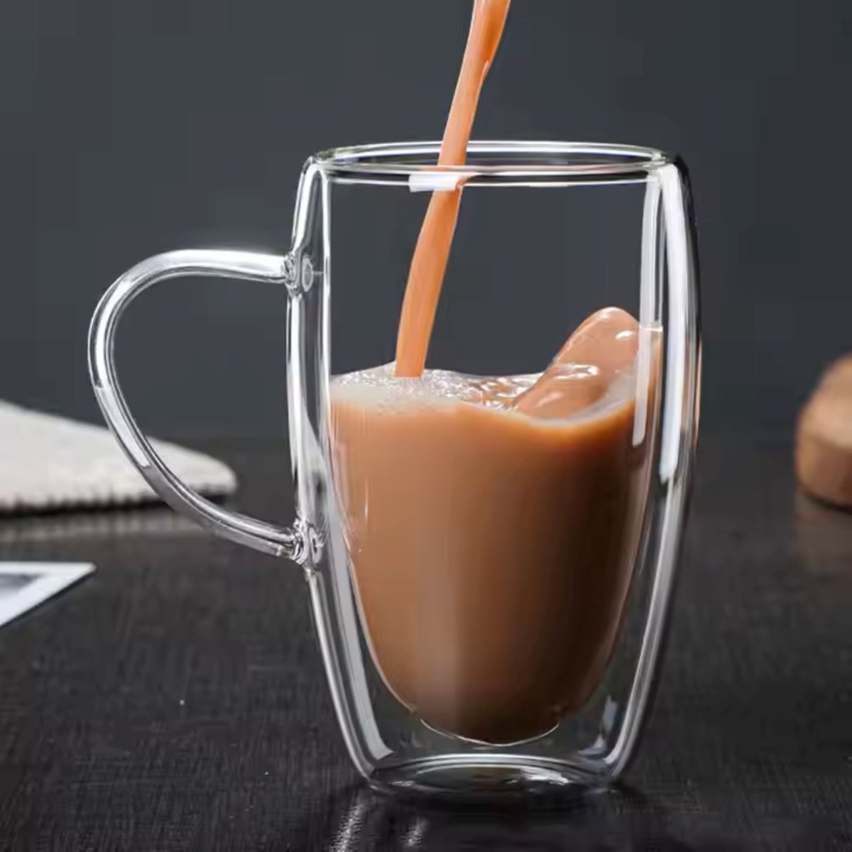 TuttoBello - 8 stuks dubbelwandige glazen met oor - geschikt voor verschillende soorten koffie - Set van 8 ( 450 ml )