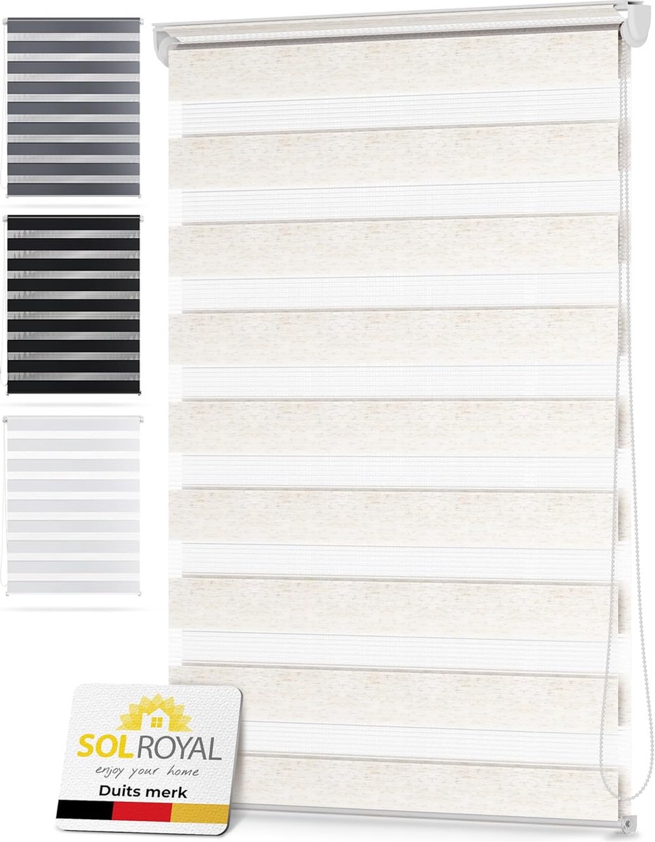 Sol Royal DL2 â€“ Rolgordijn Lichtdoorlatend 70x150 cm Linnen â€“ Duo Rolgordijn zonder Boren â€“ Klembevestiging