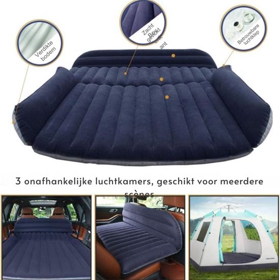 Matelas gonflable de voiture, lit de voiture pour siège arrière, matelas pneumatique de voiture avec pompe à air automatique, matelas de camping portable, tapis de couchage (noir