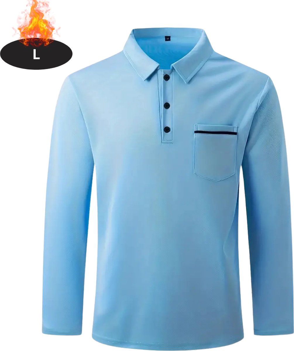Bovista Poloshirt Heren T-Shirt Heren Shirt Overhemd Polo Shirt Lange Mouwen Hemelsblauw