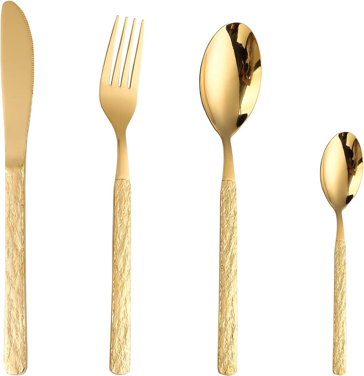 La'Moussawi ® Elegante Gouden Bestekset voor 6 Personen met Uniek Design en Steennerf