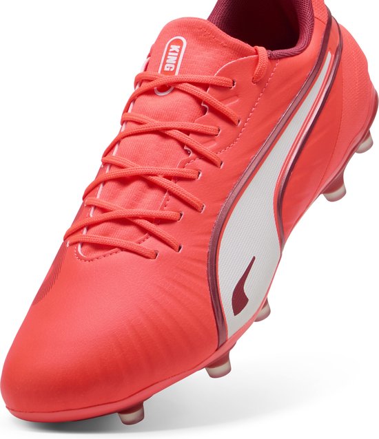 PUMA KING MATCH FG/AG Chaussures de sport unisexes - Rouge brillant - PUMA White- Rouge feu