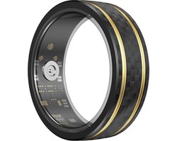 WizBay Premium Select® Aluminium Bi-Color Carbon Fiber Goud Smart Ring – Dames Heren – Oplaad Case - Hypoallergeen - Hartslag & Slaap Monitor - IP68 Waterdicht - O2 Meting - Gesture Functie - Multiple Sport Modi - Bi-Color Goud Zwart #11