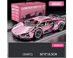 foto van Compatibel met Legostenen/Supercar-bouwset, automodelbouwspeelgoed op schaal 1:14, racewagen /verjaardags- en vakantiecadeaus Roze(1314 stuks)