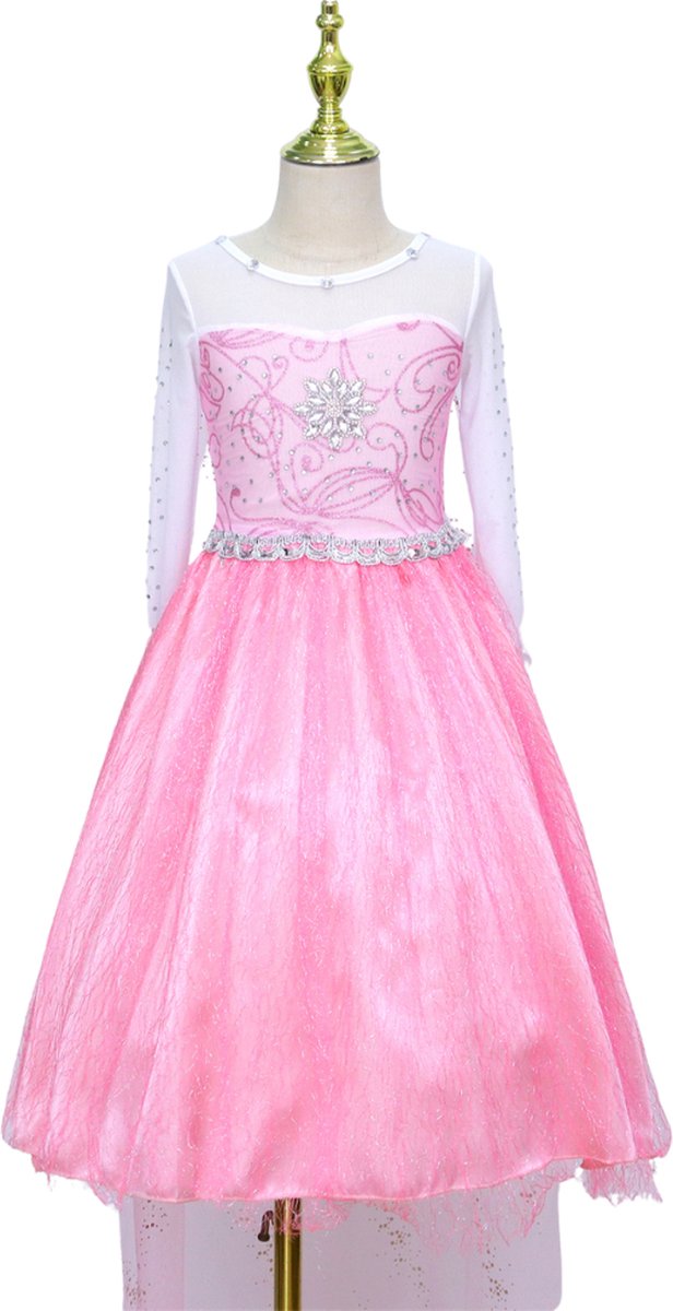 Joya Kids® Verkleed Jurk met Ster Roze | Glamour Jurk met sleep | Prinsessenjurk meisje | Verkleedjurk + Accessoires set | Roze | (120) — afbeelding 14