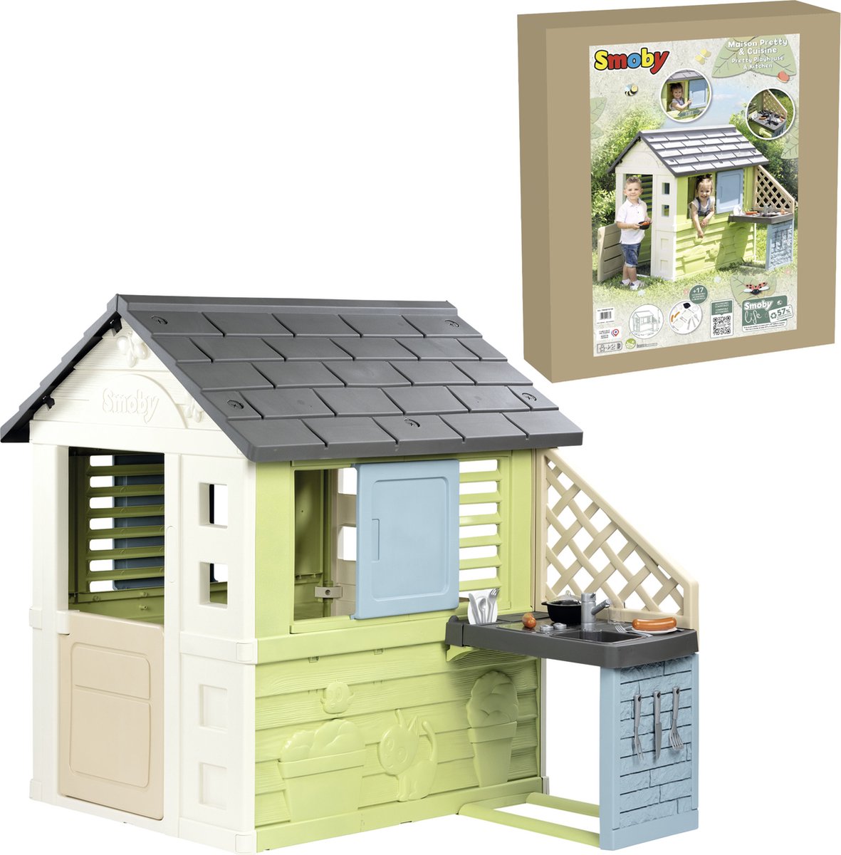 Smoby - Pretty House met zomerkeuken - Speelhuis - Vanaf 2 jaar.