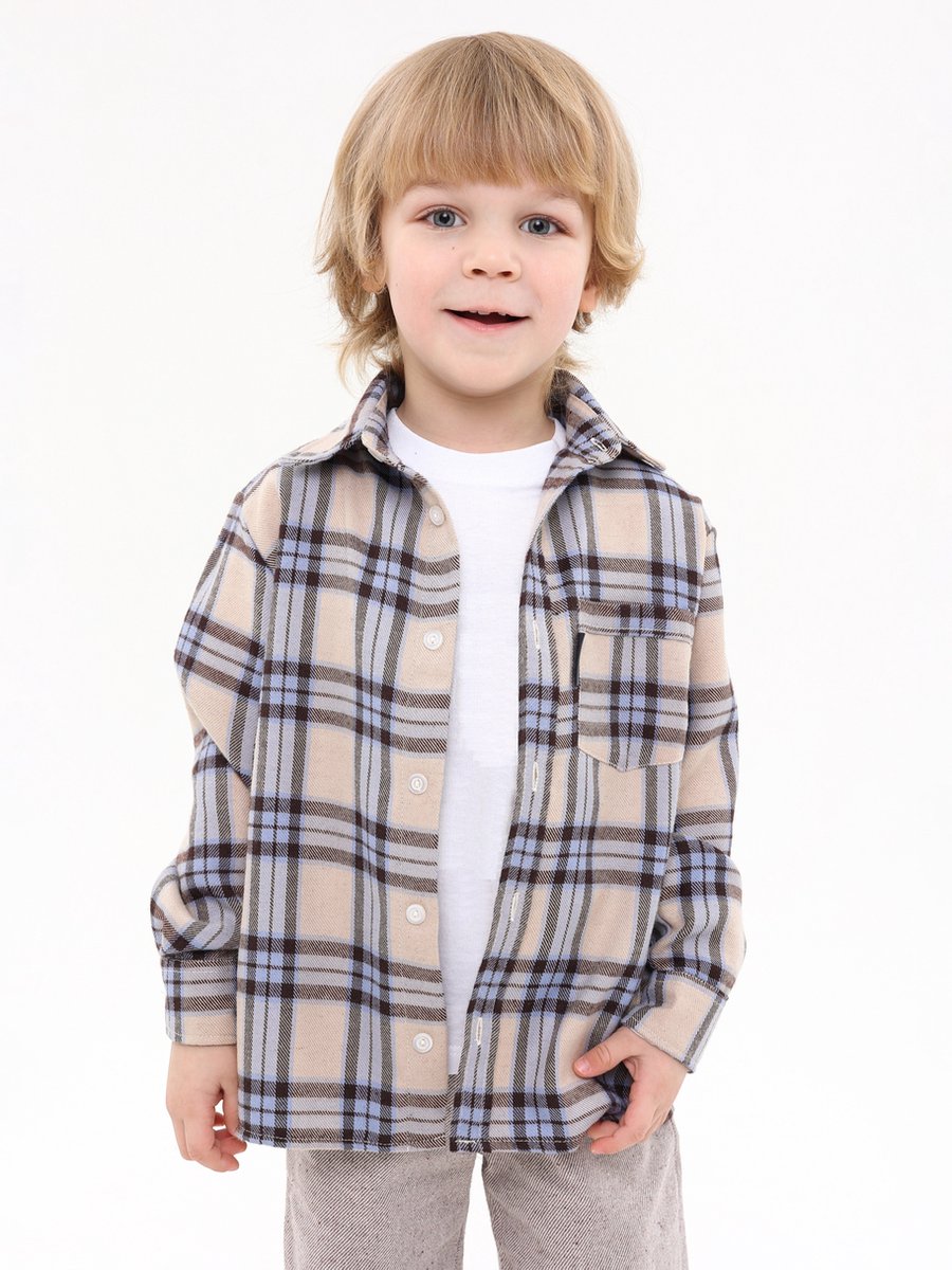 RobyKris Kids Overhemd - Lange mouw - Flanel - Maat 110-116 - Back to School