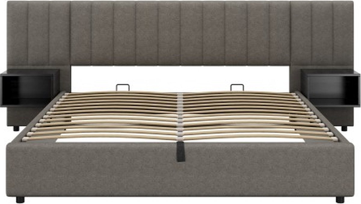 Gotagee Gestoffeerd bed 180x200cm hydraulisch breedoorbed (zonder matras) linnengoed met nachtkastjes opbergbed volwassenenbed jeugdbed