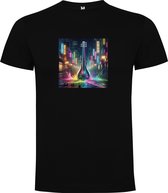 Zwart T-Shirt met “Kleurrijke Electrische Gitaar – Muziekinstrument – Muziek “ Print Full Color Maat 4XL