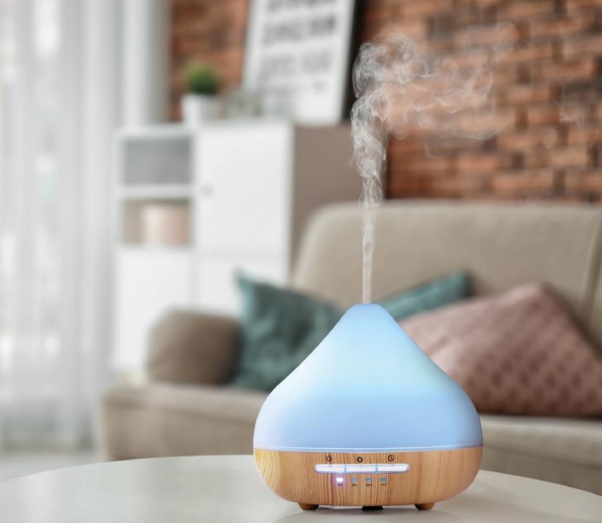 Grundig Aroma Diffuser Luchtbevochtiger 300ml- Elektrische Geurverspreider Met LED Verlichting en Timer - Aromatherapie Met Etherische Oliën - Draadloze Geur Verspreider - Wit — cadeau in Wonen & Interieur - foto 3