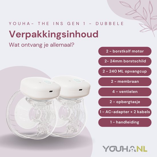 Youha® Dubbele draadloze borstkolven App - Maat 24mm in verpakking - Hands Free - Draadloos - Draagbare Borstkolf - BPA-vrij - Oplaadbaar - Comfort Borstvoeding - Moedermelk - Borstvoeding - Handmatig Youha® Dubbele draadloze borstkolven App - Maat 24mm in verpakking - Hands Free - Draadloos - Draagbare Borstkolf - BPA-vrij - Oplaadbaar - Comfort Borstvoeding - Moedermelk - Borstvoeding - Handmatig