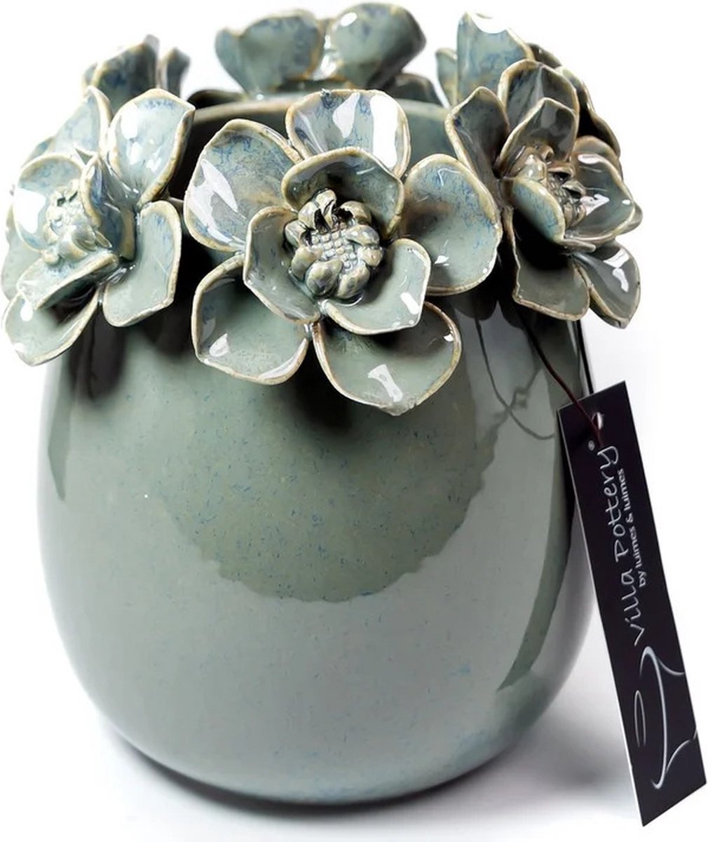 Villa Pottery Vaas Jolie 4 Donker Blauw reactief 14x14x16