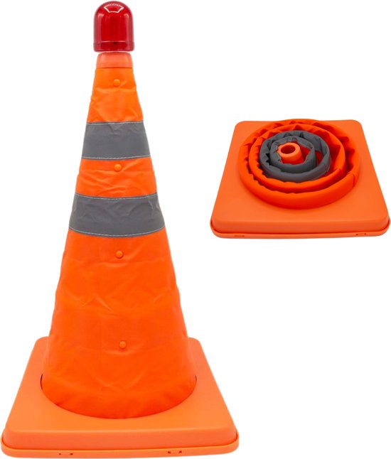 Opvouwbare Pion met Verlichting - 41 cm hoog – Reflecterend en LED Verlichting – veiligheidspilon – Pionnen