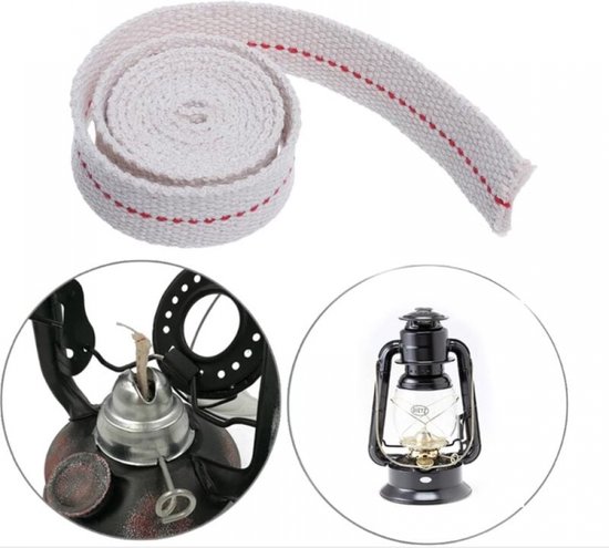 Olielamp Lont - 1 m*1.2cm - 5 stuks - Plat - Katoen - Brander - Universeel - Lamplont - Rol van 1 meter - Voor Petroleumlamp/Olielantaarn-Branderlamp — afbeelding 4
