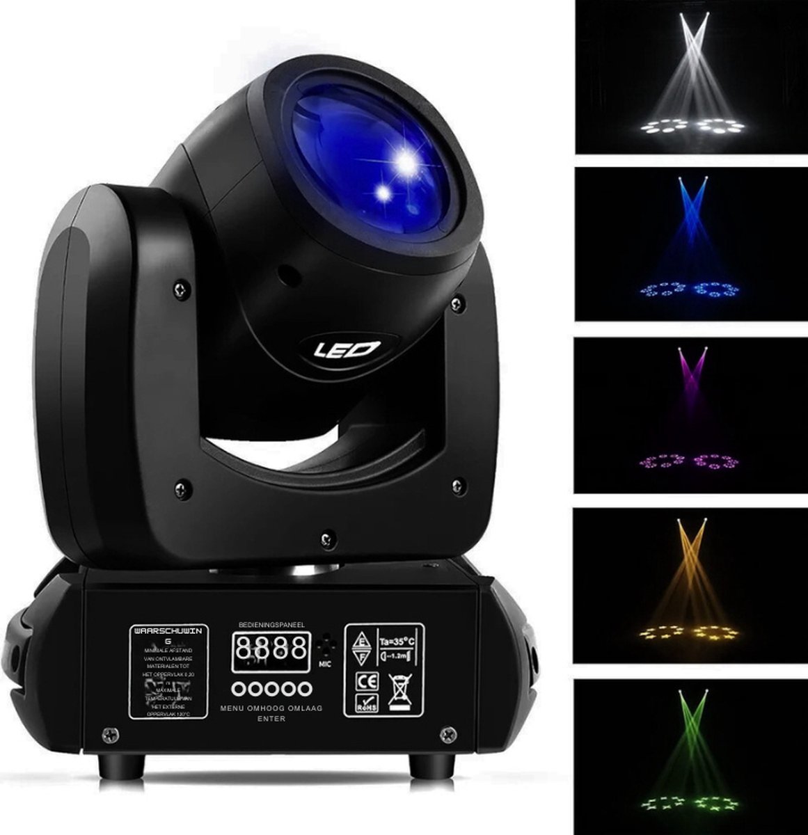 100W LED Bewegende Kop Beam Discolicht – 8 Prisma RGBW DMX Podiumlicht Met Ingebouwde Ventilator En Geluidsgeactiveerd Partylicht Voor DJ, KTV, Bar, Theater, Club, Halloween, Kerstmis en Bruiloft [Energieklasse F]