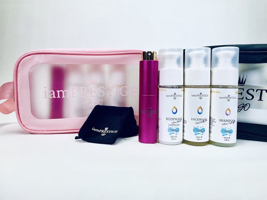 iamPrestige Voordeelpack Travel box ToGo Roos Shampoo, Facewash, BodyWash, Parfum