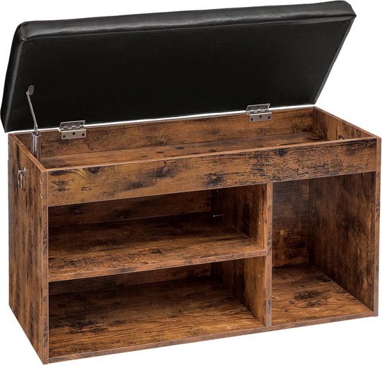 TRANKIELO® - Meuble à chaussures peu encombrant avec coussin confortable et Planches réglables – Banc à chaussures de style Vintage pour couloir, couloir et salon"