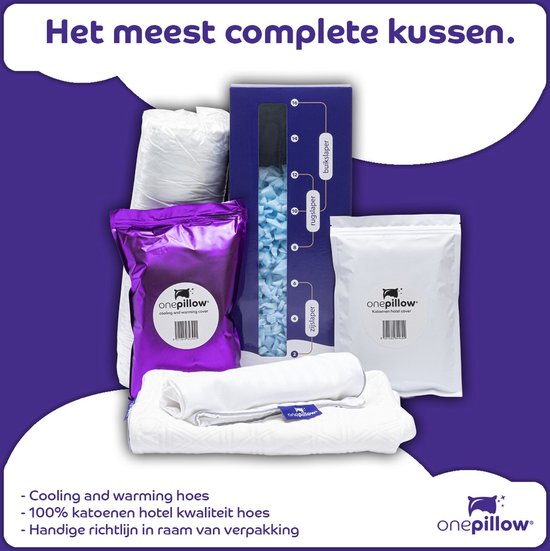 OnePillow® hoofdkussen – 60 dagen proefslapen - voor iedere slaaphouding – 2 hoezen – afstelbaar – tegen nekklachten – verkoelend – traagschuim - 2025 versie