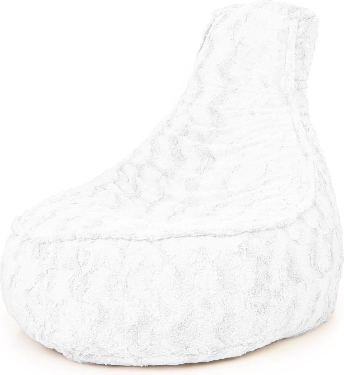 Drop & Sit zitzak/stoel - stijlvolle bontlook (faux) - wit - Noa JR - 100 Liter