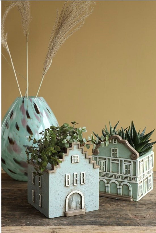 Maisons en pot Curaçao - Pots de fleurs colorés joyeux - Maisons colorées Curaçao - L 11,4 x L 10,7 x H 13 cm