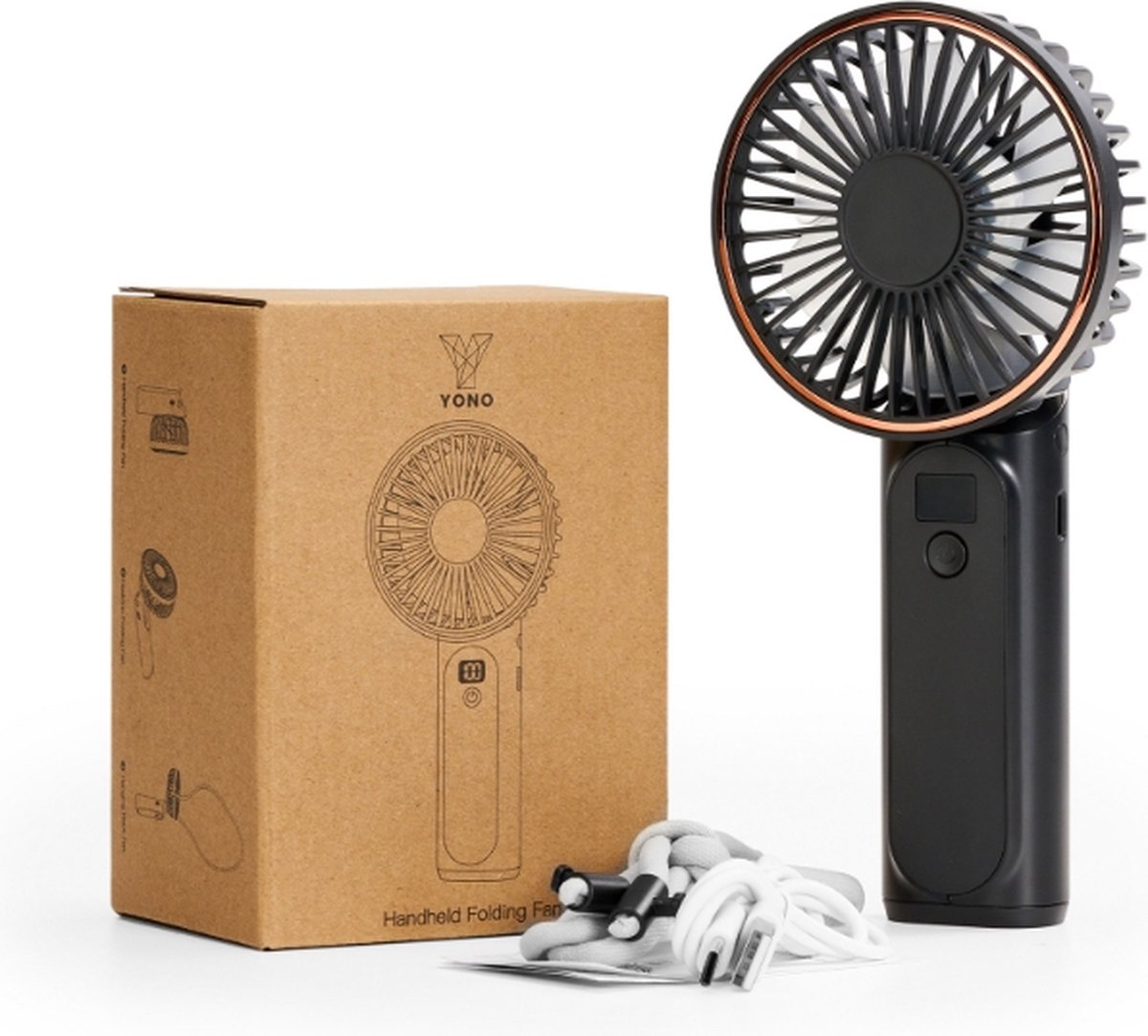 YONO Handventilator - Draagbare Mini Ventilator - Oplaadbaar - Powerbank - 6 Standen - Zwart — afbeelding 8