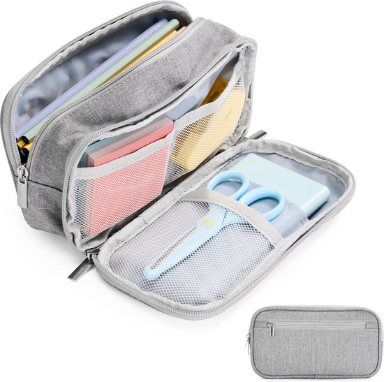 YONO Pennen Etui Large - Pennenzak voor Kinderen en Volwassenen - Schooletui voor Jongens en Meisjes - Back To School - Grijs